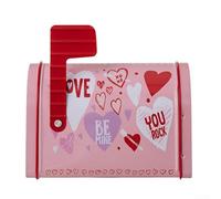 Valentine's Day Mailbox Candy Box, 9.5x13.5x8 cm Decorative Tin Storage for Love Notes and Treats Festive Design Wedding or Classroom Use(pink)