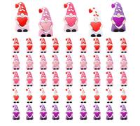 Valentine's Day Mini Gnomes Figures | 50PCS Rubber Tiny Gnomes Figurines | Cute Romantic Love Heart Small Statues | For Wedding Table Centerpiece Home Tabletop Party Classroom
