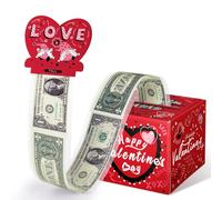 Valentine's Day Money Box for Cash Gift - Surprise Money Gift Boxes for Her Him Valentine Gift Pull Out Happy Valentine's Day Card with 50 PCS Transparent Bags Fun Valentine Love Gift Idea