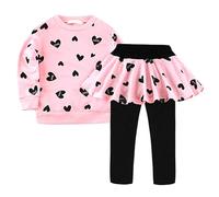Valentine's Day Outfit Set for Little Girls Adorable Heart Print Sweatshirt and Long Pants Two-Piece Toddler Kids Clothing Baby Boys' Trainers Size 10 Love Outfits Dress Ve Clothes for