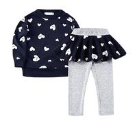 Valentine's Day Outfit Set Little Girls Adorable Heart Print Sweatshirt Coordinating Long Pants Two Piece Toddler Kids Clothing Brown Sleeve Top My First Birthday 3-4 Clothes Baby Boy Valentine's