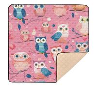 Valentine's Day Owls Lovely Peach Cute Foldable Baby Gym & Activity Mat for Floor Waterproof Tummy Time & Crawling Mat for Babies Infants Toddlers, 50'' x 50''