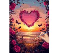 Valentine'S Day Paint by Numbers for Adults, DIY Paint by Numbers Landscape without Frame, Painting by Number for Adults Beginners, Canvas Kits with Brushes, Home Decor, Gifts for Women 30x40cm, -7140