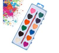 Valentines Day Painting Kit, Watercolour Paints Set Professional, Washable Water Color Paints with Paintbrush, Portable Heart-Shaped Paint Kit, for Beginners, Professional Artists, Students