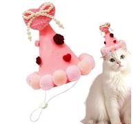 Valentine's Day Pet Accessory - Heart-Themed Dog Hat, Cute Pink Love Hat | Plush Ball Adorned Cat Hat, Festive Pet Dress-Up Outfit, Holiday Photo Props, Charming Valentine's Day Costume for Puppies