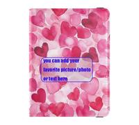 Valentines Day Pink Love Heart customize Leather Passport Card Holder Cover Combo Vaccine Card Holder Cover Combo Badge ID Vaccine Card Holder Wallet Ultra Slim, Valentines Day pink Love Heart, One
