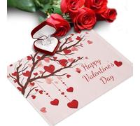 Valentine's Day Pink Placemats Set of 6 Washable Table Mats for Kitchen Dining Table, Cotton Linen Place Mats for Indoor Outdoor Parties Holiday Decoration, Romantic Love Heart Tree