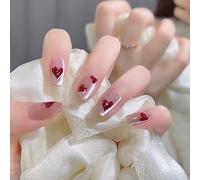 Valentine's Day Press On Nails Girl Full Cover False Nails Heart False Nails Valentines False Nails Artificial Nails Heart False Nails Valentine's Day Press On Nails Artificial Nails For Women