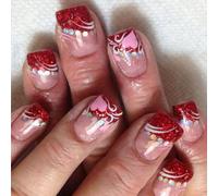 Valentine's Day Press On Nails Short Square Shape False Nails Romance Love Heart Glitters Stick On Nails Manicure 24 Pcs