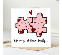 Valentine's Day Puzzle Piece Card, To My Other Half, Pink and Red Hearts Design