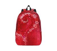 Valentine's Day Red Flower Canvas Backpack Travel Laptop Bag, Ergonomic Anti-Water Straps For Business Work For College, Black, S