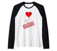 Valentines Day Red Gaming Keyboard Heart Balloon PC Gamer Raglan Baseball Tee