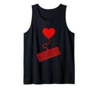 Valentines Day Red Gaming Keyboard Heart Balloon PC Gamer Tank Top