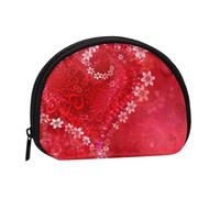 Valentine's Day Red Heart Flower Portable Mini Change Storage Bag, Stylish and Compact Coin Purse, Suitable for Daily Carrying