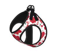 Valentine'S Day Red Heart Flower Print Adjustable Reflective Harness Leash Set For Cats, Dogs And Small Pets, Soft Breathable Mesh Walking Vest With Escape-Proof Lead