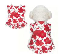 Valentine's Day Red Heart Flower Print Pet Breathable Sleeveless Skirt L