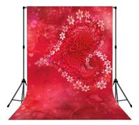 Valentine'S Day Red Heart Flower Print Photo Studio Background 5x7ft Soft Photo Backdrop Curtain For Studio Content Creator Equipment