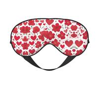 Valentine's Day Red Heart Flower Print Soft Eye Mask - Comfortable Sleep, Elastic Nighttime Shade, Eye Covers for Travel, Meditation