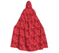 Valentine'S Day Red Heart Flower Print Unisex Adult Hooded Comfortable Cloak Cosplay Costume Halloween Christmas Carnival