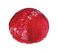 Valentine'S Day Red Heart Flower Shower Caps Women Reusable Large Shower Cap Men Quickdry Care Hair Long Short Kids Bath
