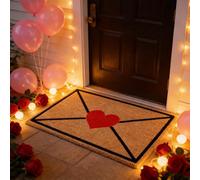 Valentine's Day Red Heart-Shaped Envelope Outdoor Faux Coconut Fiber Doormat, Valentines Day Pink Door Mat, Heart-Shaped Envelope Coir Mats, Wear-Resistant Linen Valentine Rug Outdoor (B,40*60cm)