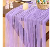 Valentine's Day Red Heart Table Runner Gauze Sheer Romantic Sequin 10FT Glitter Metallic Foil Dining Wedding Birthday Party Baby Shower Holiday Centerpiece (Lilac)