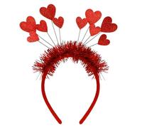 Valentines Day Red Love Heart Headband, Glitter Love Heart Headband Boppers, Red Universal Size Plastic Hair Accessories, Valentines Hair Accessories for Engagement Wedding Birthday Party Supplies