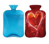 Valentine's Day Red Love Heart Hot Water Bottle with Cover, 2L Hot Water Bag for Pain Relief, Neck and Shoulder, Hand Feet Warmer