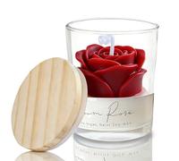Valentine's Day Red Rose Scented Candles for Her Women,Valentines Day Gift Soy Wax Clear Glass Rose Candle for Girlfriend Women,Mother's Day,Anniversary Birthday Christmas Presents for Wife Mum Bestie