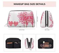Valentine's Day Romantic Heart Trees Bicycle Print Women Travel Cosmetic Bag Organizer Zipper Makeup Bags Pouch Toiletry,Lightweight Leather Makeup Bag