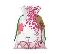 Valentine'S Day Romantic Heart Trees Bicycle Printed Drawstring Gift Bags,Various Sizes, Bulk Plastic Packaging Bags