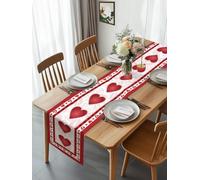 Valentine's Day Romantic Love Heart Table Runner 90 Inches Long,Table Runners Kitchen Dining Tables Decoration for Home Party Decor, Kiss Lips Texture Red White Tables Runner Wedding Dresser Scarf