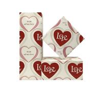 Valentine's Day Romantic Wrapping Paper, Love Heart Kiss Gift Wrap Paper, 4 Folded Flat 50x70cm per Sheet For Weddings, Bridal Showers, Birthday, Engagements, Valentine's Day
