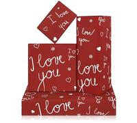 Valentine's Day Romantic Wrapping Paper, Romantic I Love You Red Wrapping Paper, Folded Flat 4 Sheets 50x70cm Per Sheet For Birthday, Anniversary, Wedding, Bridal Shower, Engagement