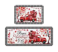 Valentine's Day Rug 2Pcs- Romantic Doormat Set 40x60cm & 40x120cm,Non-Slip Indoor Outdoor Holiday Doormat, Festive Decor For Living Room,Bedroom,Front Door-Valentine's Day Atmosphere Decoration