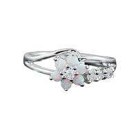 Valentine's Day Silver Rings For Women Non Tarnish Exquisite Ladies Ring White Opal Zircon Ring Copper (White, B)