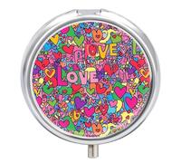 Valentine's Day Stacked Love Heart Small Pill Box Case 3 Compartment 2"