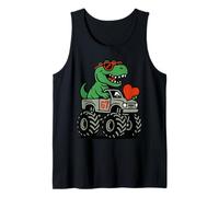 Valentines Day T rex Dinosaur Riding Truck Funny Boys Kids Tank Top
