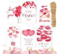 Valentines Day Tags, Valentines Day Tags - 60X Romantic Labels With Strings | Valentines Day Paper Tags With Holes, Love Labels For Valentine's Day Wedding