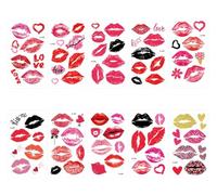 Valentine'S Day Tattoo Stickers Red Heart Lips Face Removable Disposable Flower Tattoo Stickers120*69mm