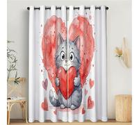 Valentine'S Day Themed Animals Blackout Curtains Soft Thermal Insulated Eyelet Curtains Loving Cat Darkening Window Drapes for Bedroom Living Room Home Decor, 46"x72" Drop 2 Panels, Blush Powder