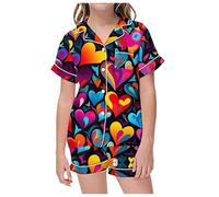 Valentine's Day Themed Girls' Short Sleeve Set with Matching Shorts for Comfortable Sleep Valentine's Jumper Age 14 Outfit Toddler Valentines My 1st Baby Girl