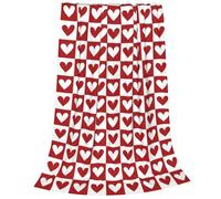Valentine's Day Throw Blanket, Red Heart Plaid Blanket, Romantic Love Decorative for Anniversary Wedding Gift, Soft Cozy Lightweight Flannel Blanket for Home Bed Sofa Couch Chair, 150X125 cm