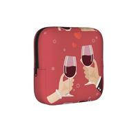 Valentine's Day Toasting Wine Glasses Wedding Print Sanitary Napkin Storage Bag, Portable Holder for Pads, Period Pouch for Teen Girls, Reusable Sanitary Bag