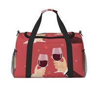Valentine's Day Toasting Wine Glasses Wedding Print Womens Sports Bags Travel Bag -Duffel Bags for Men,Small Medium Weekender Overnight Bags for Women,Sport Gym Bag