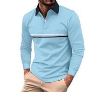 Valentines Day Tops for Men Vest Blouses for Men UK Thank You Gifts Holiday Essentials for Men Fashionable and Casual Men's Lapel Striped Colorful Long Sleeved Top Sale Clearance Items Blue