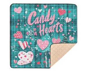 Valentines Day Tree Pink Love Heart Candy Hearts Cute Foldable Baby Play Mat for Indoor Outdoor Water Resistant Travel Play Mat for Baby Toddler Infant, 50'' x 50''
