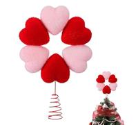 Valentine's Day Tree Topper, Pink Pearl Bow or Hearts Tree Toppers with Spiral Base Valentine Decorations Red & Pink Heart Decorations Ornament for Wedding Valentines Day Party Table Supplies (Heart)
