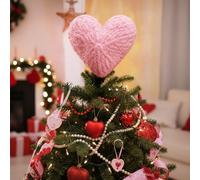 Valentines Day Tree Topper Shiny Glitter Sequin Crochet Heart Tree Top Valentine Home Decorations Indoor (Pink, 25.5cm)
