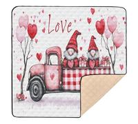Valentine's Day Truck Balloons Rose Gnomes Cute Foldable Baby Playmat for Indoor Outdoor Waterproof Tummy Time Activity Mat for Babies Infants Toddlers, 50'' x 50''